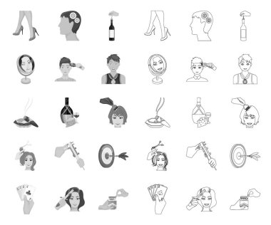 Tasarım için set koleksiyonunda eller mono, anahat simgeleri tarafından manipülasyon. El hareketi vektör sembolü stok web illüstrasyon.