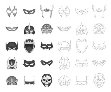 Kahraman ve maske simgesinin vektör resmi. Kahraman kümesi ve hisse senedi için süper kahraman vektör simgesi.