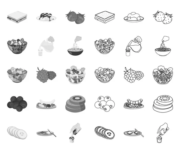 Postre mono fragante, iconos de contorno en la colección de conjuntos para el diseño. Alimentación y dulzura vector símbolo stock web ilustración . — Vector de stock