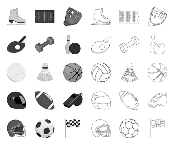 Différents types de mono de sport, icônes de contour dans la collection de jeu pour le design. Matériel de sport symbole vectoriel stock illustration web . — Image vectorielle
