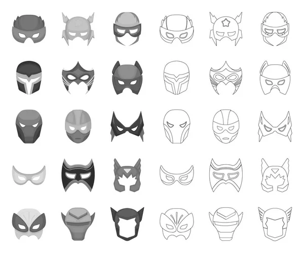 Carnival Mask mono, körvonalazó ikonok a készlet gyűjtemény design. Maszk a szem és az arc vektor szimbólum Stock web illusztráció. — Stock Vector