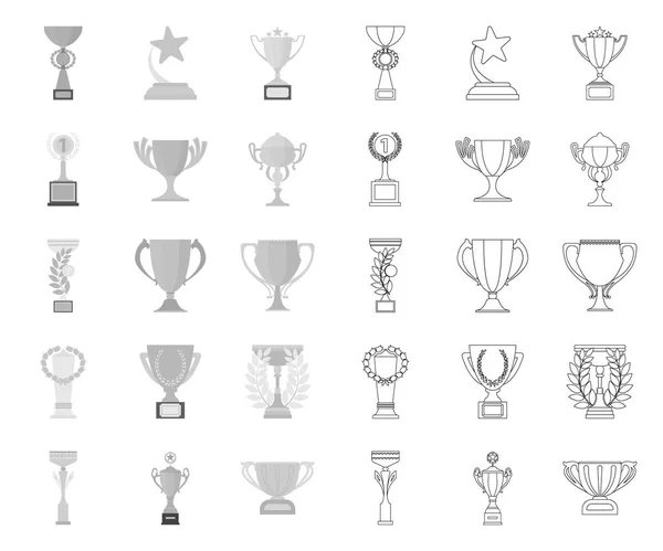 Gold Cup mono, kon tur ikoner i set Collection för design. Vinnare Cup vektor symbol Stock Web illustration. — Stock vektor