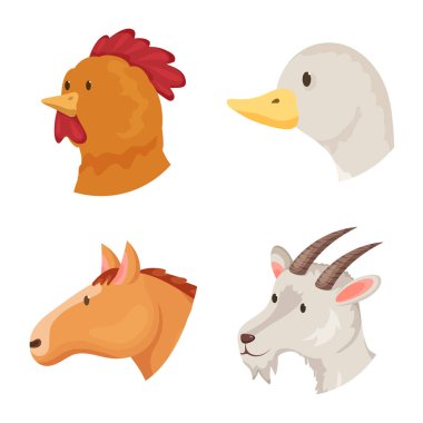 Çiftlik ve baş logosu vektör illüstrasyon. Stok için çiftlik ve ev yapımı vektör simgesi kümesi.