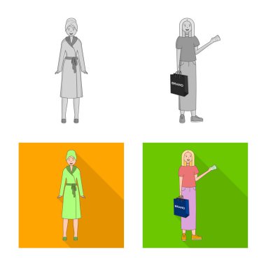 Duruş ve ruh hali logo yalıtılmış nesne. Duruş ve hisse senedi için kadın vektör ikon koleksiyonu.