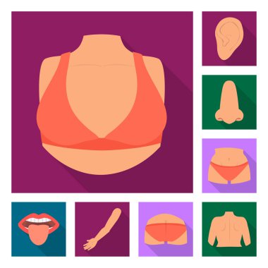 Vücut ve parçası sembol yalıtılmış nesne. Vücut ve anatomi hisse senedi vektör çizim topluluğu.