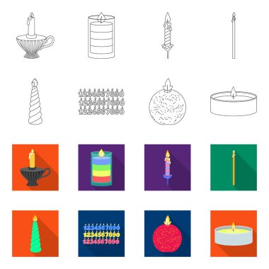 İzole işareti gevşeme ve alev nesne. Gevşeme ve hisse senedi için balmumu vektör simge kümesi.