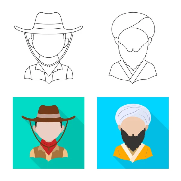 Objeto aislado de imitador e icono residente. Conjunto de imitador y símbolo de stock de cultura para web . — Vector de stock