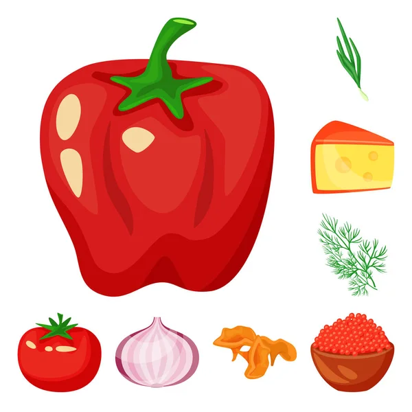 Vektorillustration des Logos für Lebensmittel und Aromen. Sammlung von Nahrungsmitteln und Zutaten Vektor-Symbol für Lager. — Stockvektor