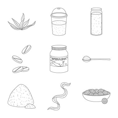 Gıda ve vegan simge vektör tasarımı. Gıda ve ot hisse senedi vektör çizim topluluğu.