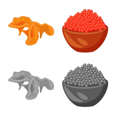 Tat ve ürün simge vektör tasarımı. Tat ve hisse senedi için pişirme vektör ikon koleksiyonu.