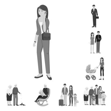 Vektör Illustration yüz ve portre logosu. Web için yüz ve mutlu stok sembolü seti.