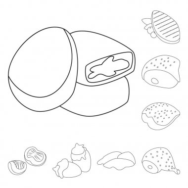 Gıda ve ızgara sembolü vektör illüstrasyon. Gıda ve kuş stok vektör illüstrasyon seti.