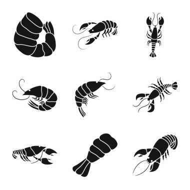 Et vektör tasarımı ve incelik işareti. Stok için et ve yengeç vektör simgesi koleksiyonu.