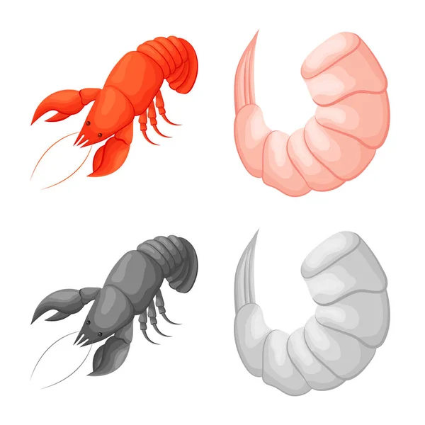 Vector design of appetizer and ocean icon. Set of appetizer and delicacy stock symbol for web. — Stock Vector