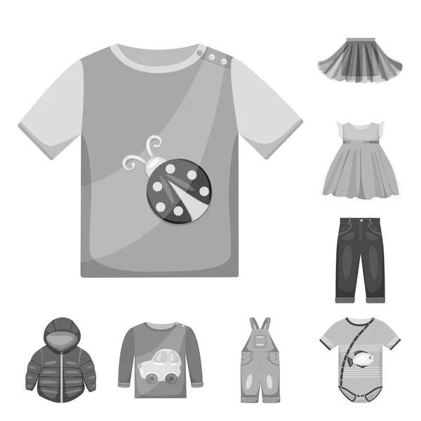 Ilustração vetorial de tecido e vestuário. Conjunto de pano e símbolo de estoque de vestuário para web . — Vetor de Stock