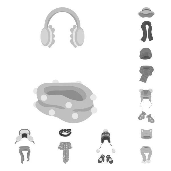 Vektor-Design von Kopfbedeckungen und Modezeichen. Kollektion von Kopfbedeckungen und Kaltlagersymbolen für das Web. — Stockvektor