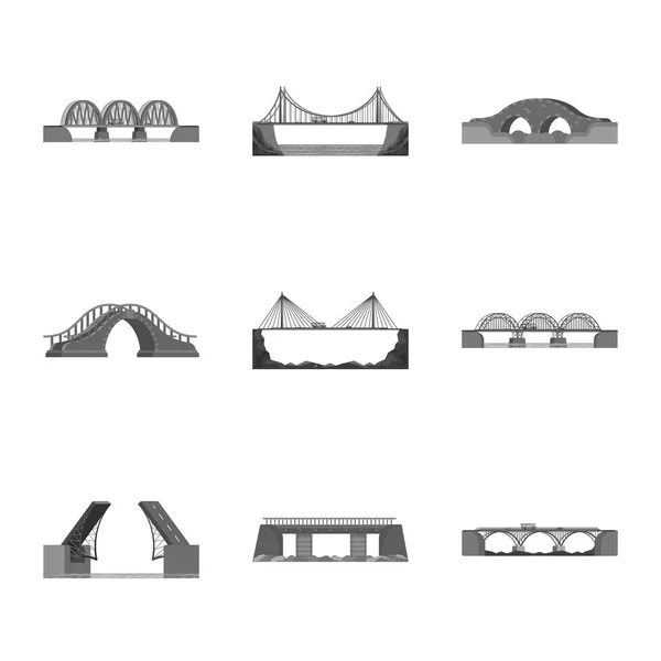 Diseño vectorial del diseño y construcción del logotipo. Conjunto de diseño y puente símbolo de stock para web . — Vector de stock