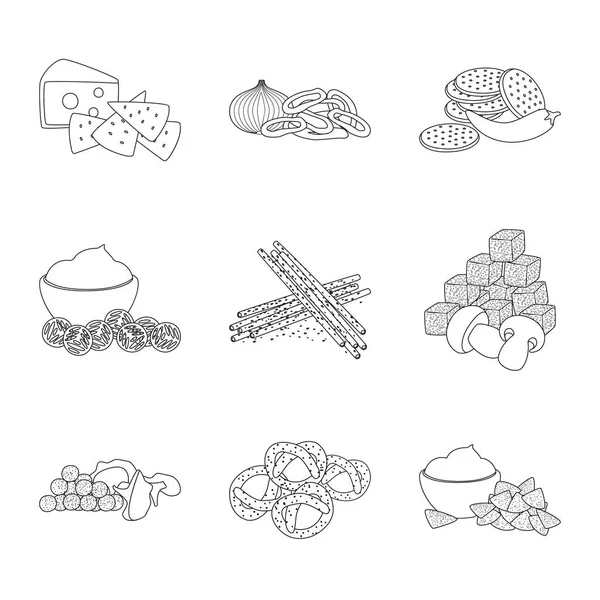 Ilustración vectorial de sabor y logo crujiente. Set de sabores y caldo de cocina símbolo para web . — Vector de stock