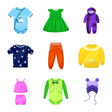 Bebek ve çocuk logosunun izole nesnesi. Web için bebek ve çocuk stok sembolü kümesi.