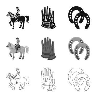 Ekipman ve Binicilik sembolü yalıtılmış nesne. Hisse senedi için ekipman ve rekabet vektör simge topluluğu.