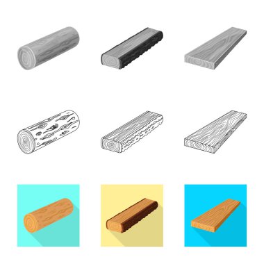 Ağaç ve ham simge vektör Illustration. Hisse senedi için ağaç ve inşaat vektör simge kümesi.