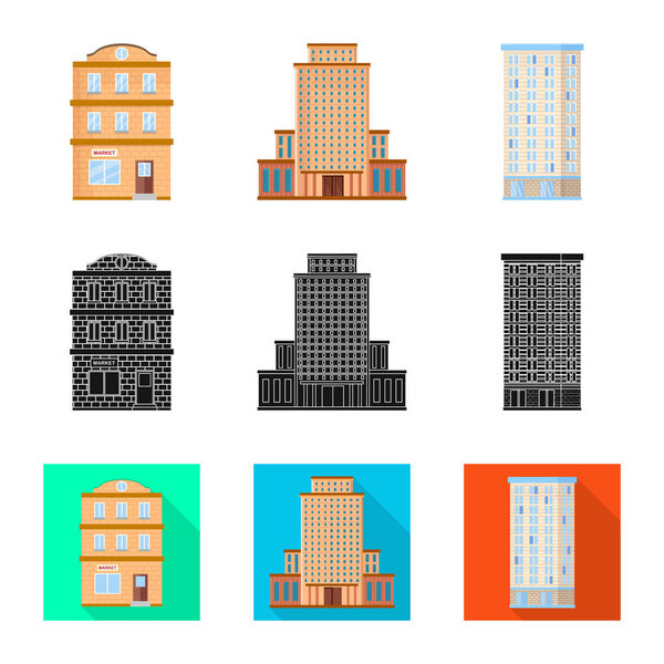 Isolated object of municipal and center symbol. Set of municipal and estate   vector icon for stock.