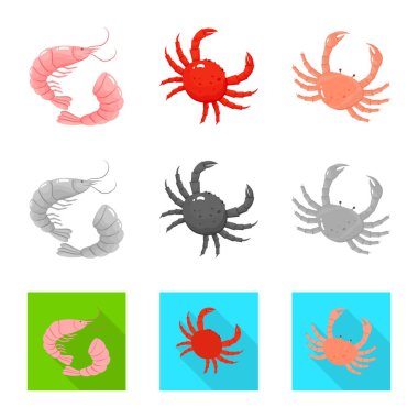 Taze ve restoran simge vektör Illustration. Taze ve deniz hisse senedi vektör çizim topluluğu.