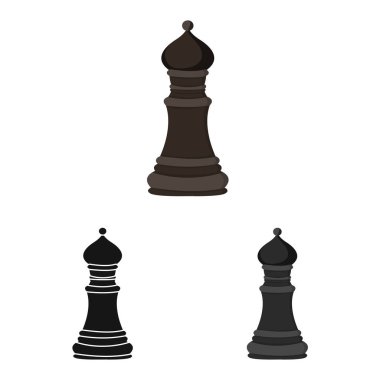 Piskopos ve stratejik simgevektör illüstrasyon. Web için bishop ve siyah stok sembolü seti.