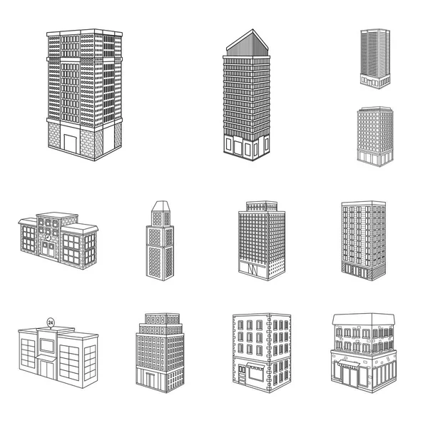 Isolierte Objekt von zu Hause und Wohnung Logo. Sammlung von Eigenheim- und modernen Aktienvektorillustrationen. — Stockvektor