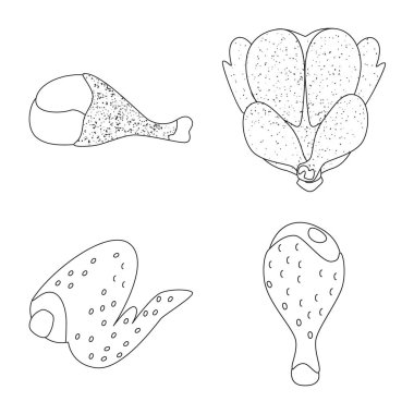 Gıda ve ızgara simge vektör çizimi. Gıda kümesi ve hisse senedi için kuş vektör simgesi.