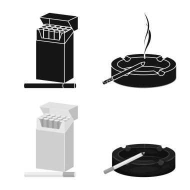 Çöp ve dur işareti vektör tasarımı. Hisse senedi için çöp ve alışkanlık vektör simge kümesi.