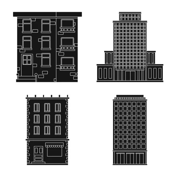 Isolerade objekt av modern och estate-ikonen. Uppsättning av moderna och byggnadsbeståndet vektor illustration. — Stock vektor