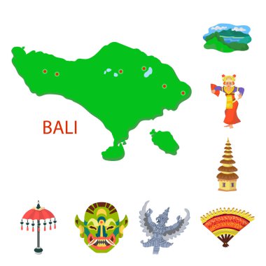 Bali ve Endonezya logosu vektör tasarımı. Web için bali ve karayipler stok sembolü koleksiyonu.
