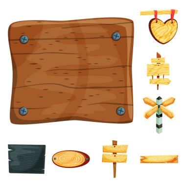 Tabela ve ahşap logo vektör Illustration. Tabela ve web için ahşap hisse senedi simgesi.