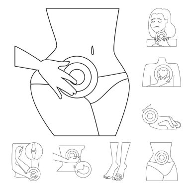 Kemik ve iltihap işareti izole nesne. Stok için kemik ve yara vektör simgesinin toplanması.