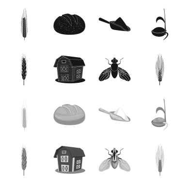 Tarım ve tarım logo vektör tasarımı. Web için tarım ve bitki hisse senedi simgesi kümesi.