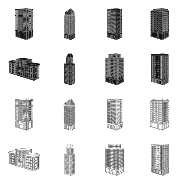 Ilustração vetorial do logotipo da construção e do edifício. Conjunto de símbolo de estoque de construção e propriedade para web . —  Vetores de Stock