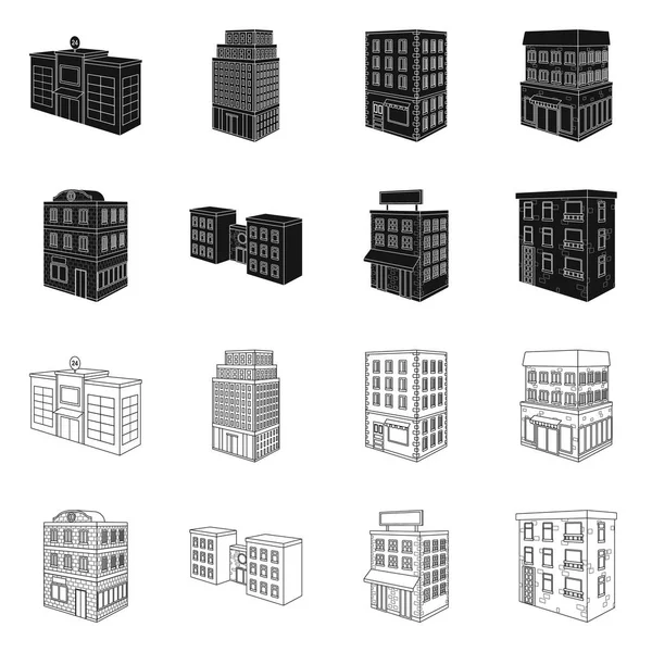 Isolierte Objekt der Konstruktion und Gebäude-Logo. Set von Bau- und Immobilienvektorsymbolen für Aktien. — Stockvektor