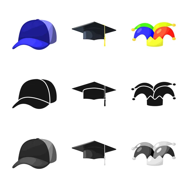 Diseño vectorial de la ropa y el signo de gorra. Conjunto de prendas de vestir y boina vector icono para stock . — Vector de stock