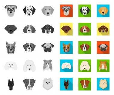 Köpek, tasarım için set koleksiyonunda mono, düz simgeler doğurur. Bir köpek vektör sembolü stok web illüstrasyon Namlu.