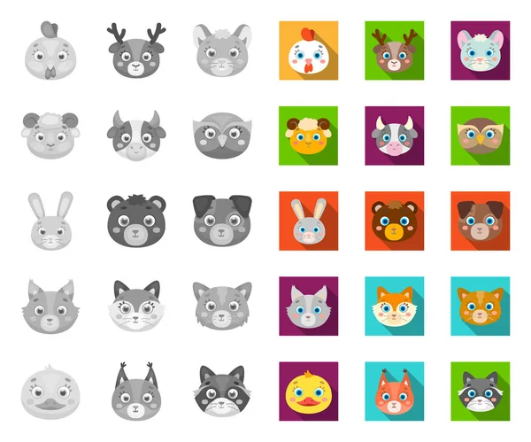 Čumáčky zvířat mono, ploché ikony v kolekci set pro návrh. Divoká a domácí zvířata vektorová značka na webu ilustrace. — Stockový vektor