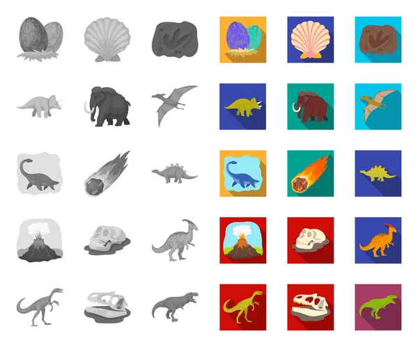 Diferentes dinosaurios mono, iconos planos en la colección de conjuntos para el diseño. Prehistórico animal vector símbolo stock web ilustración . — Archivo Imágenes Vectoriales