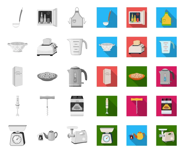 Equipo de cocina mono, iconos planos en la colección de conjuntos para el diseño. Cocina y accesorios vector símbolo stock web ilustración . — Vector de stock