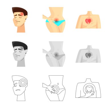 Hastane ve işaret işleme vektör tasarımı. Hastane ayarla ve hisse senedi simgesi web için yardım.