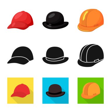 Tasarım Giyim ve kap işareti vektör. Giyim ve bere hisse senedi vektör çizim koleksiyonu.