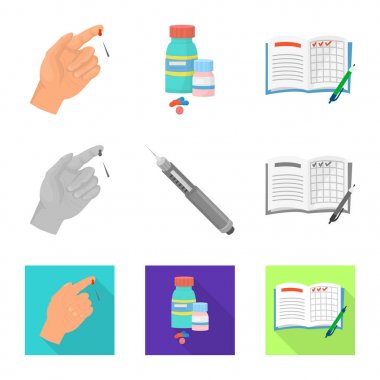 Diyet ve tedavi simgesi yalıtılmış nesne. Hisse senedi için diyet ve tıp vektör simge topluluğu.