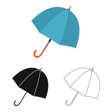 Şemsiye ve sonbahar işareti izole nesne. Web için şemsiye ve fırtına stok sembolü seti.