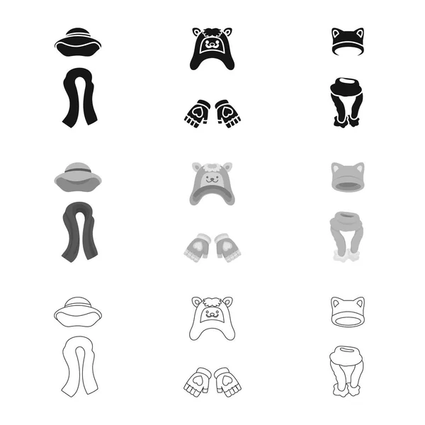 Векторні ілюстрації одягу та текстури логотипу. Колекція одягу та символу погоди для Інтернету . — стоковий вектор