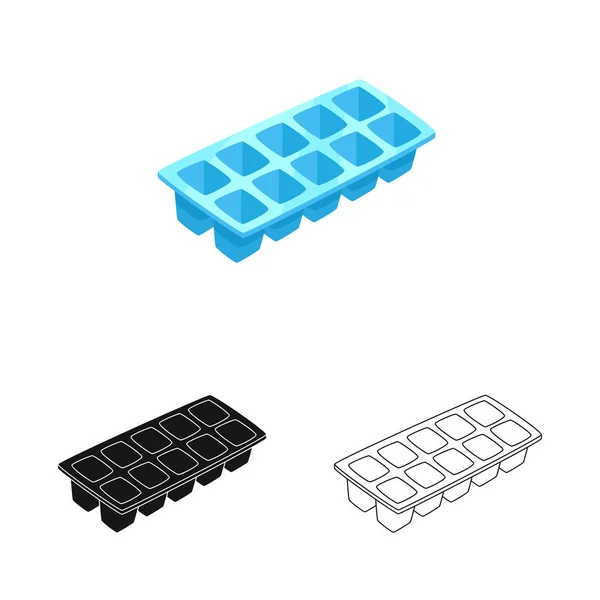 Objeto aislado de congelador y señal de hielo. Conjunto de congelador e icono de vector de cubo para stock . — Vector de stock