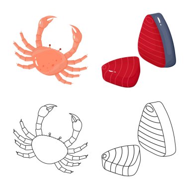 Taze ve Restoran simgesi yalıtılmış nesne. Taze ve deniz hisse senedi vektör çizim seti.